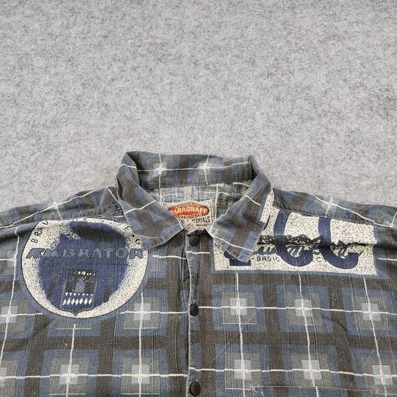 VTG Paragraff T Shirt Mens XL Plaid Beauregard PCC Graphic Pocket Button Down Up - Picture 4 of 11